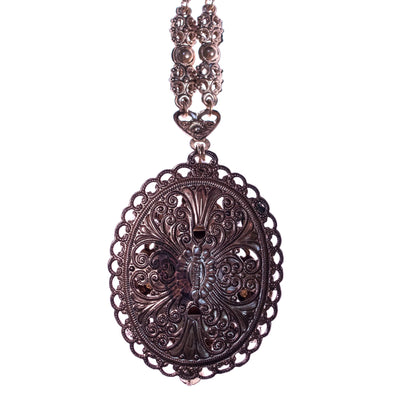 Vintage 1950s West German Crystal and Faux Pearl Filigree Necklace by West Germany - Vintage Meet Modern Vintage Jewelry - Chicago, Illinois - #oldhollywoodglamour #vintagemeetmodern #designervintage #jewelrybox #antiquejewelry #vintagejewelry