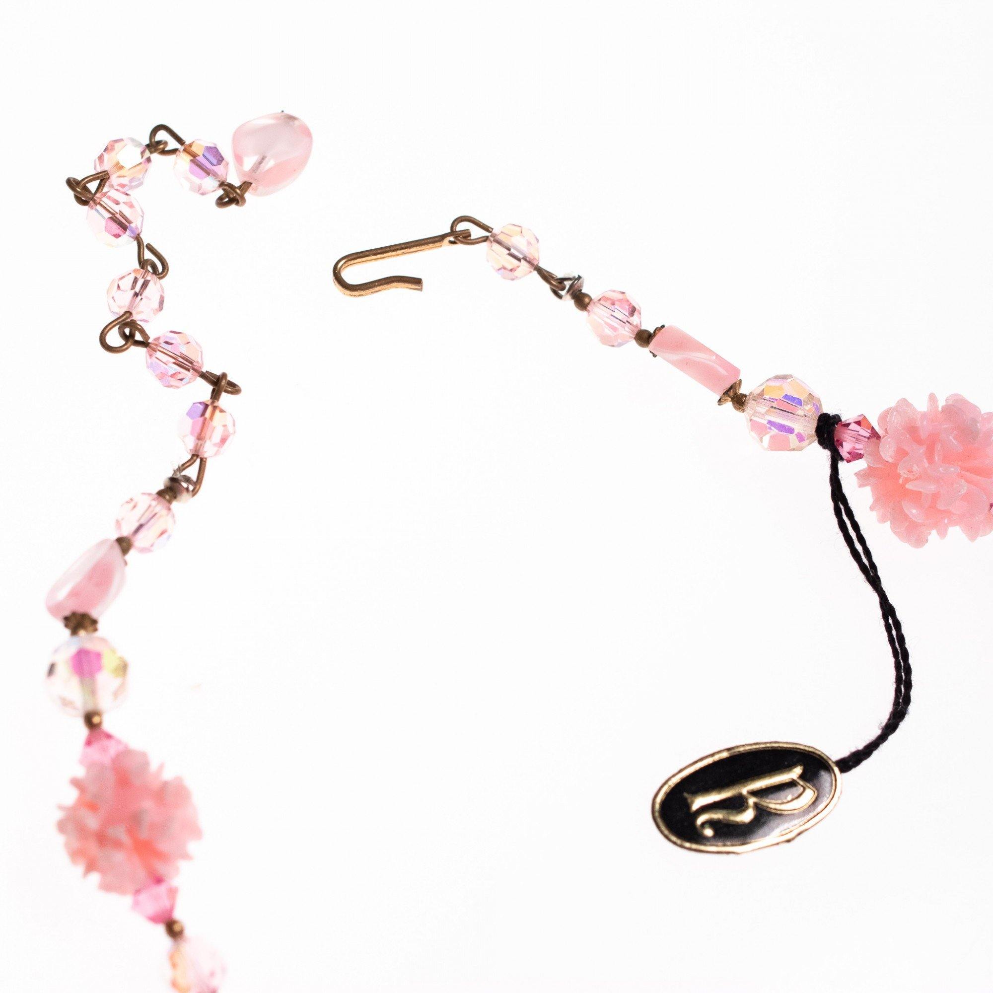 Vintage Regency Pink Crystal and Lucite Necklace by Regency - Vintage Meet Modern Vintage Jewelry - Chicago, Illinois - #oldhollywoodglamour #vintagemeetmodern #designervintage #jewelrybox #antiquejewelry #vintagejewelry