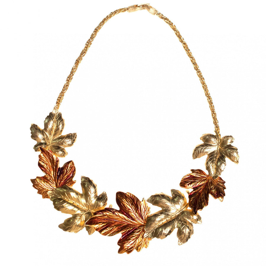 Vintage Anne Klein Couture Gold and Amber Leaves Statement Necklace by Anne Klein - Vintage Meet Modern Vintage Jewelry - Chicago, Illinois - #oldhollywoodglamour #vintagemeetmodern #designervintage #jewelrybox #antiquejewelry #vintagejewelry