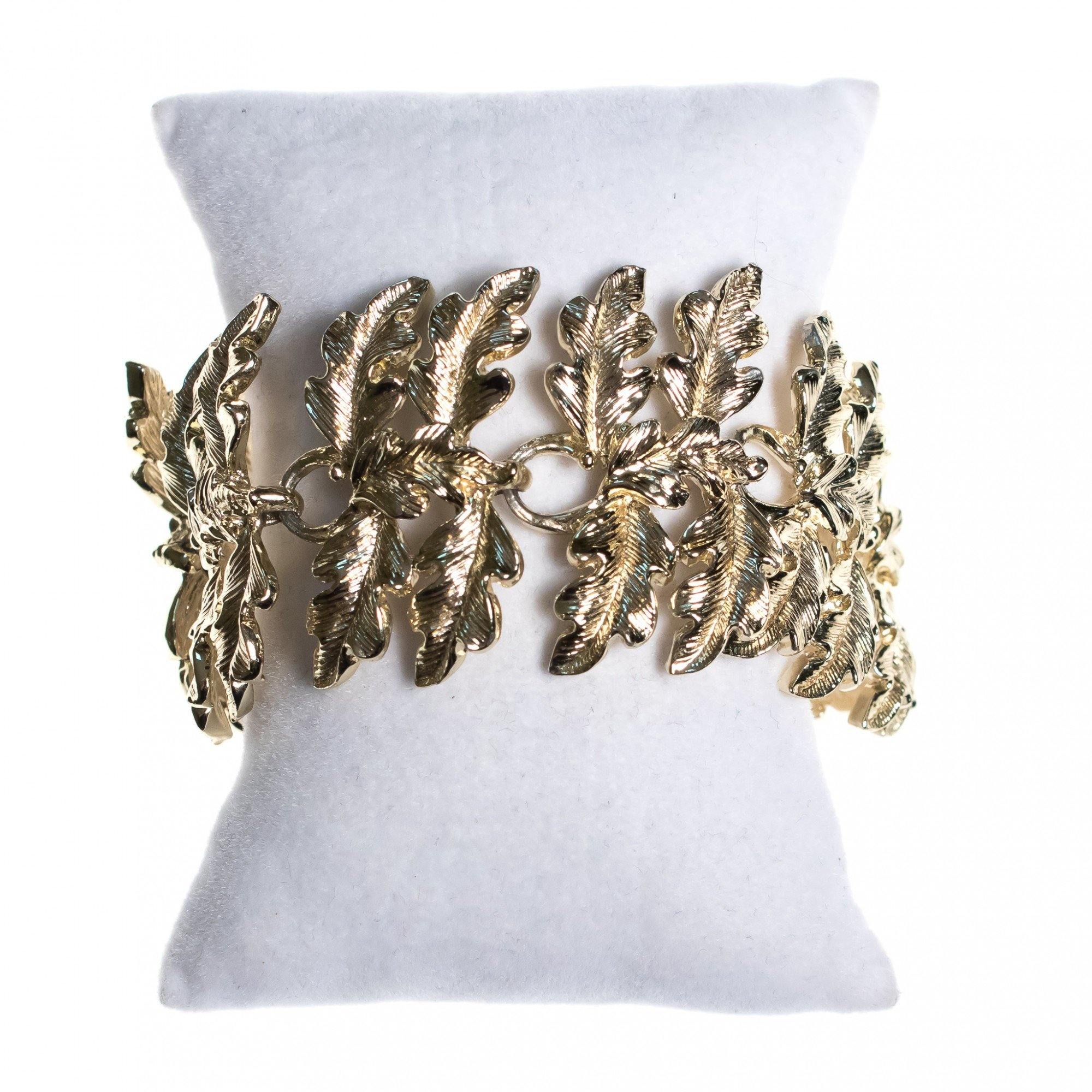 Vintage Mid Century Modern Wide Oak Leaf Bracelet by Mid Century Modern - Vintage Meet Modern Vintage Jewelry - Chicago, Illinois - #oldhollywoodglamour #vintagemeetmodern #designervintage #jewelrybox #antiquejewelry #vintagejewelry