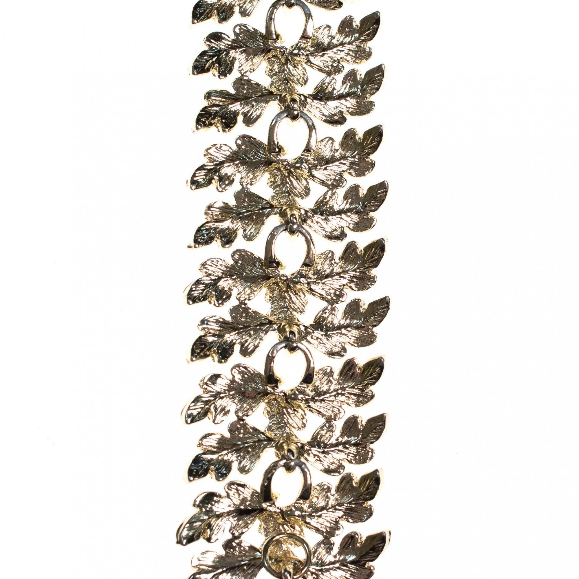 Vintage Mid Century Modern Wide Oak Leaf Bracelet by Mid Century Modern - Vintage Meet Modern Vintage Jewelry - Chicago, Illinois - #oldhollywoodglamour #vintagemeetmodern #designervintage #jewelrybox #antiquejewelry #vintagejewelry