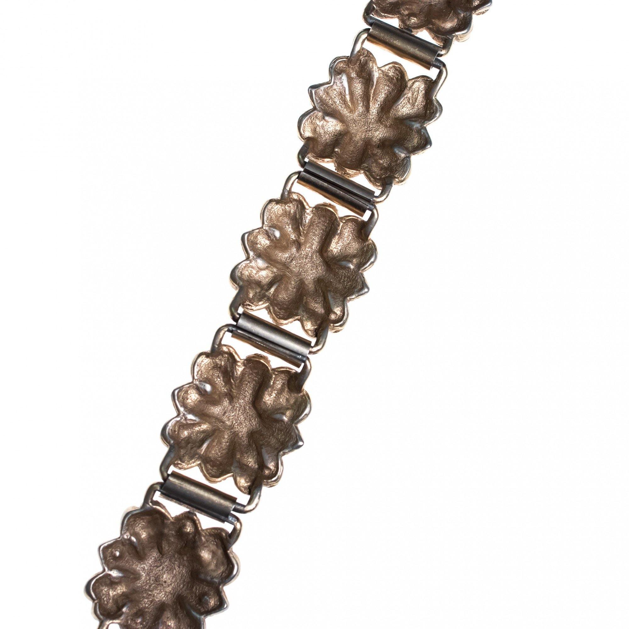 Vintage Silver Embossed Panel Bracelet with Red, Green, Blue Enamel and Faux Pearls by Mid Century Modern - Vintage Meet Modern Vintage Jewelry - Chicago, Illinois - #oldhollywoodglamour #vintagemeetmodern #designervintage #jewelrybox #antiquejewelry #vintagejewelry