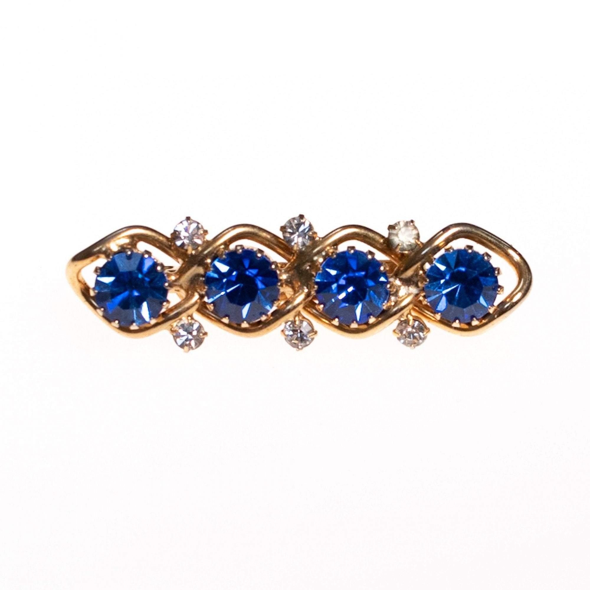 Vintage Blue Rhinestone Bar Pin by 1950s - Vintage Meet Modern Vintage Jewelry - Chicago, Illinois - #oldhollywoodglamour #vintagemeetmodern #designervintage #jewelrybox #antiquejewelry #vintagejewelry