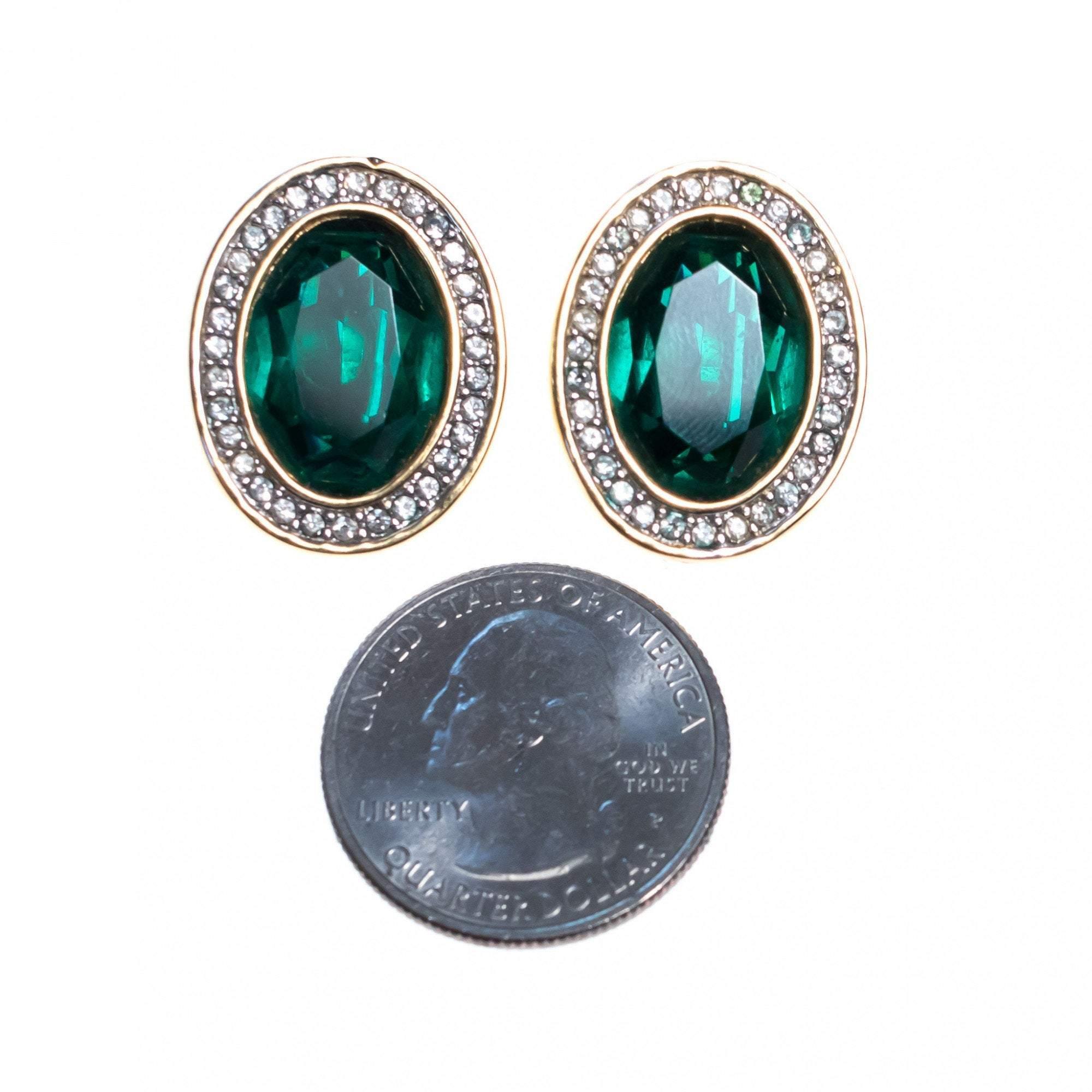Vintage Swarovski Emerald and Diamante Crystal Earrings by Swarovski - Vintage Meet Modern Vintage Jewelry - Chicago, Illinois - #oldhollywoodglamour #vintagemeetmodern #designervintage #jewelrybox #antiquejewelry #vintagejewelry