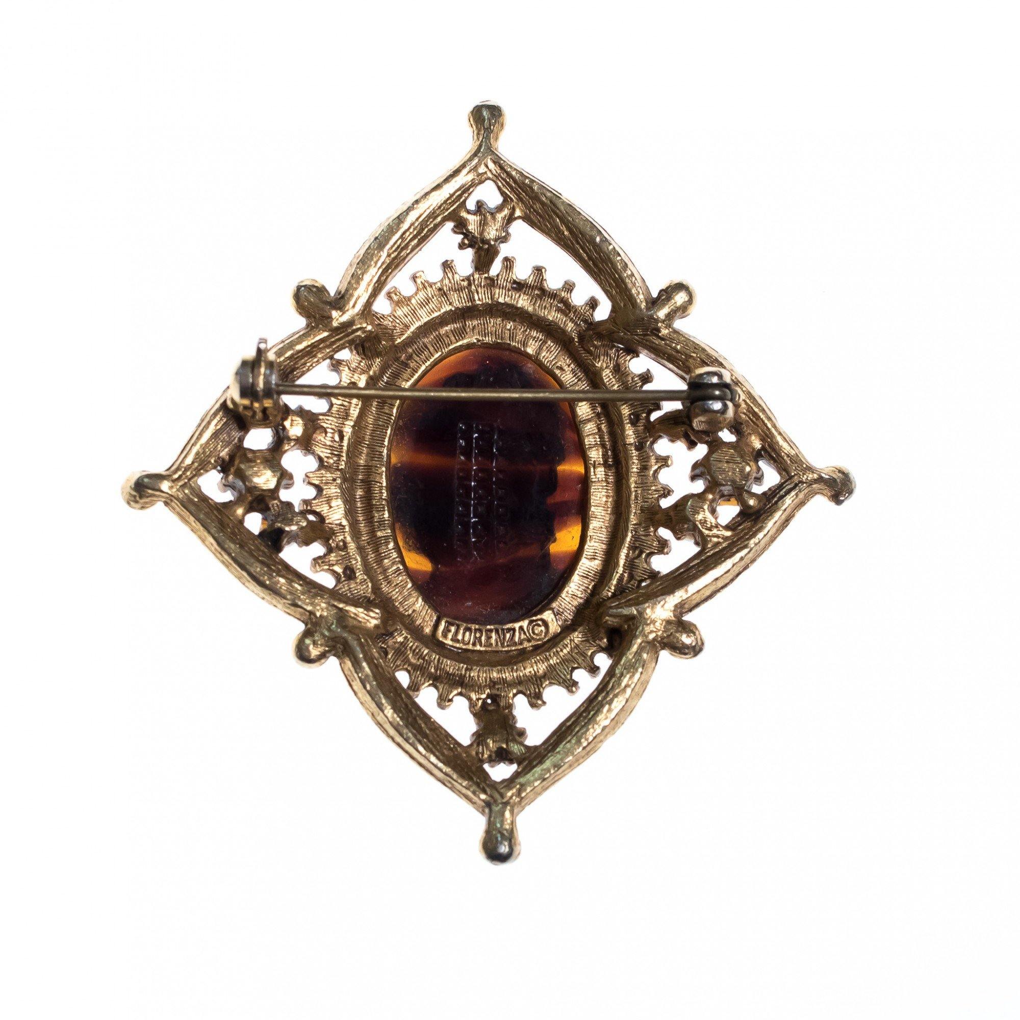 Vintage Florenza Cameo Tortoise with Faux Pearls by Florenza - Vintage Meet Modern Vintage Jewelry - Chicago, Illinois - #oldhollywoodglamour #vintagemeetmodern #designervintage #jewelrybox #antiquejewelry #vintagejewelry