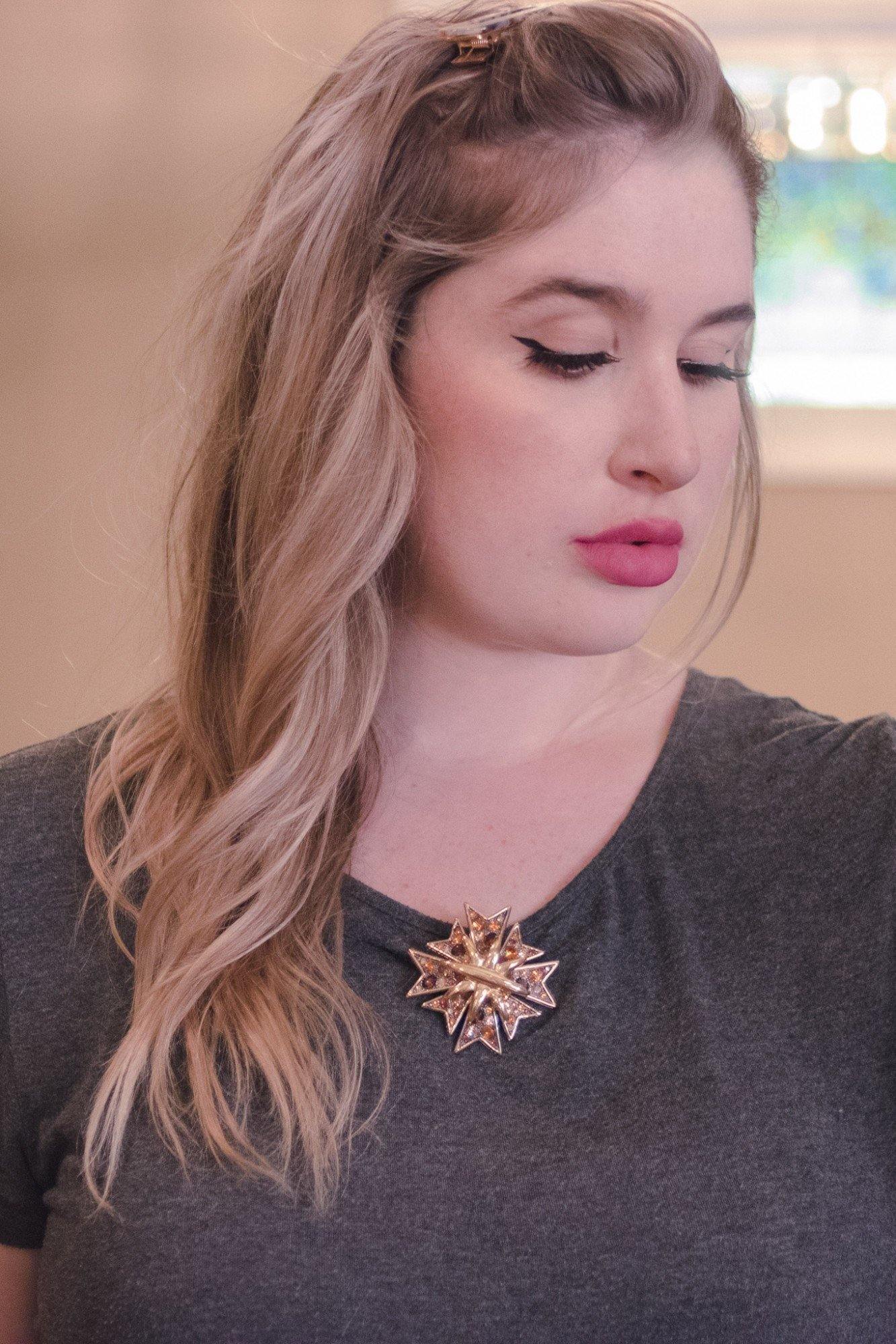 Vintage Kenneth Jay Lane Bejeweled Maltese Cross Brooch with Gunmetal, Amber, and Champagne Rhinestones by Kenneth Jay Lane - Vintage Meet Modern Vintage Jewelry - Chicago, Illinois - #oldhollywoodglamour #vintagemeetmodern #designervintage #jewelrybox #antiquejewelry #vintagejewelry