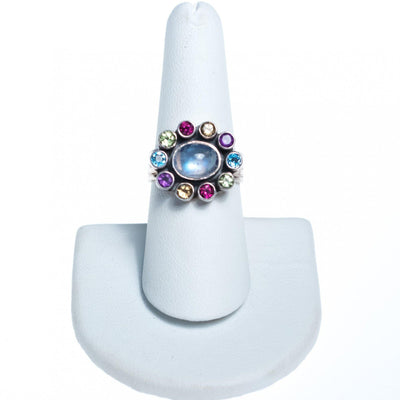 Vintage Nicky Butler Moonstone and Semi Precious Gemstone Ring by Nicky Butler - Vintage Meet Modern Vintage Jewelry - Chicago, Illinois - #oldhollywoodglamour #vintagemeetmodern #designervintage #jewelrybox #antiquejewelry #vintagejewelry