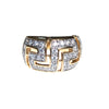 Vintage Wide Band Geometric CZ Ring set in 18kt Gold Plate and Sterling Silver by 1980s - Vintage Meet Modern Vintage Jewelry - Chicago, Illinois - #oldhollywoodglamour #vintagemeetmodern #designervintage #jewelrybox #antiquejewelry #vintagejewelry