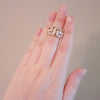 Vintage Wide Band Geometric CZ Ring set in 18kt Gold Plate and Sterling Silver by 1980s - Vintage Meet Modern Vintage Jewelry - Chicago, Illinois - #oldhollywoodglamour #vintagemeetmodern #designervintage #jewelrybox #antiquejewelry #vintagejewelry