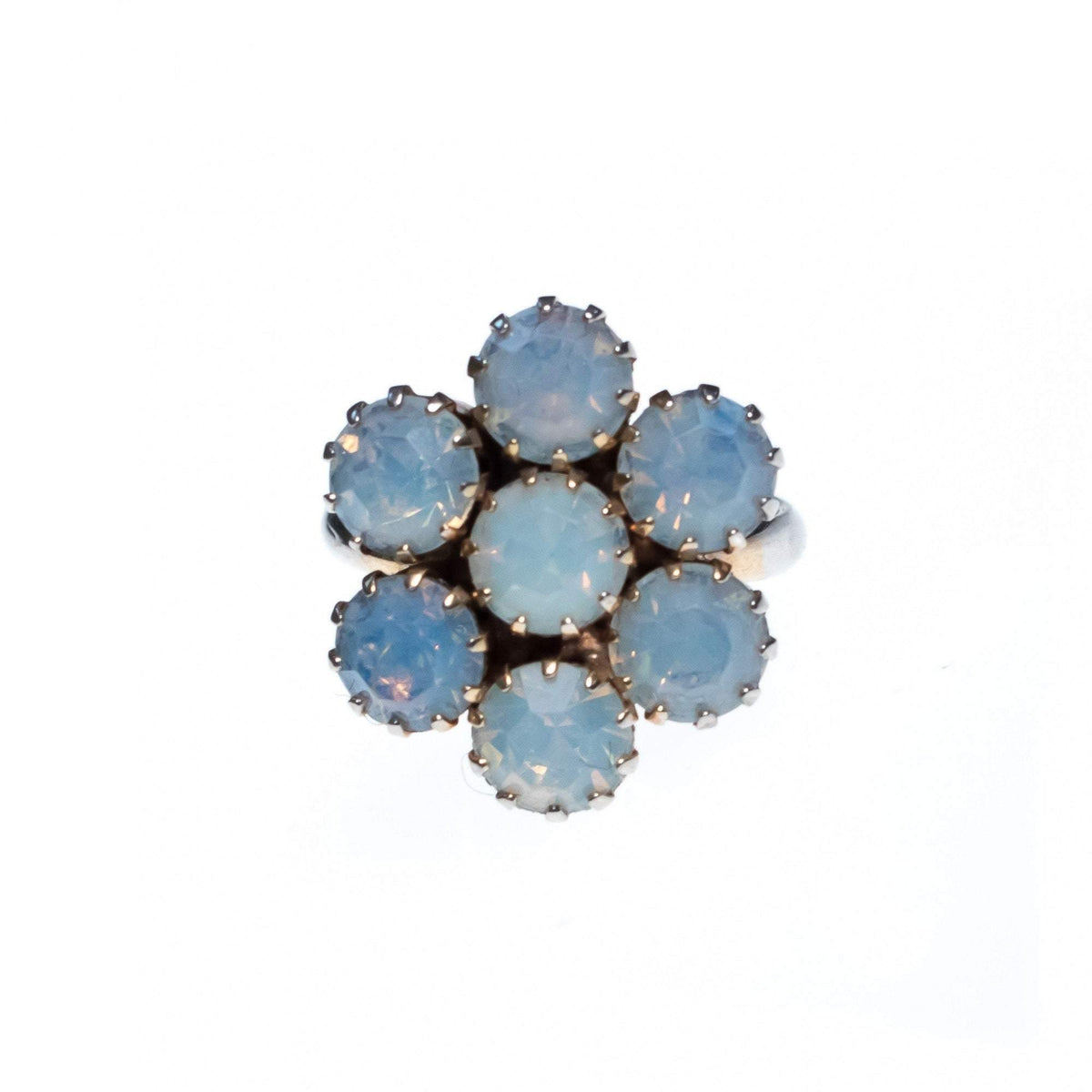 Vintage Opaline Rhinestone Blossom Statement Ring
