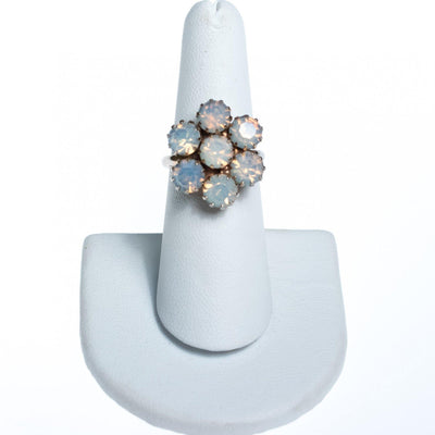 Vintage Opaline Rhinestone Blossom Statement Ring by 1950s - Vintage Meet Modern Vintage Jewelry - Chicago, Illinois - #oldhollywoodglamour #vintagemeetmodern #designervintage #jewelrybox #antiquejewelry #vintagejewelry