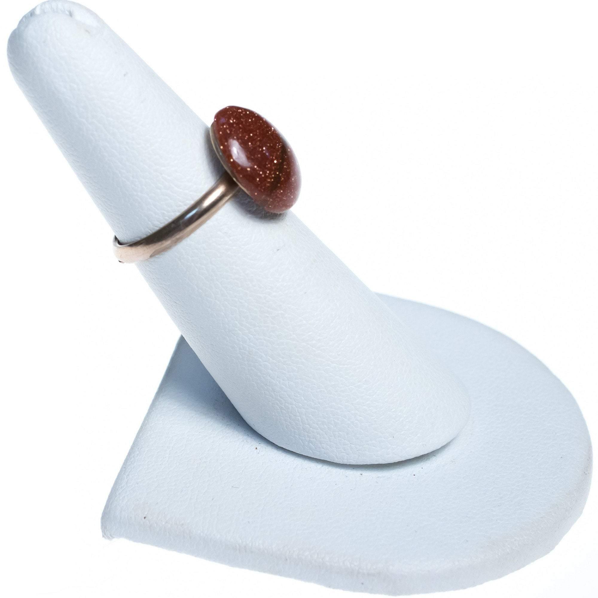 Vintage 1950s Goldstone Copperfleck Cabochon Statement Ring by 1950s - Vintage Meet Modern Vintage Jewelry - Chicago, Illinois - #oldhollywoodglamour #vintagemeetmodern #designervintage #jewelrybox #antiquejewelry #vintagejewelry