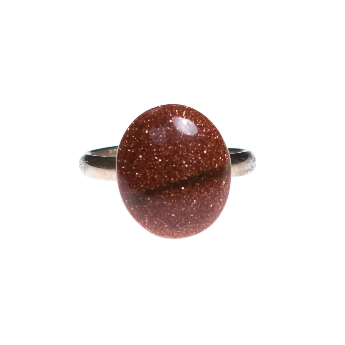Vintage 1950s Goldstone Copperfleck Cabochon Statement Ring