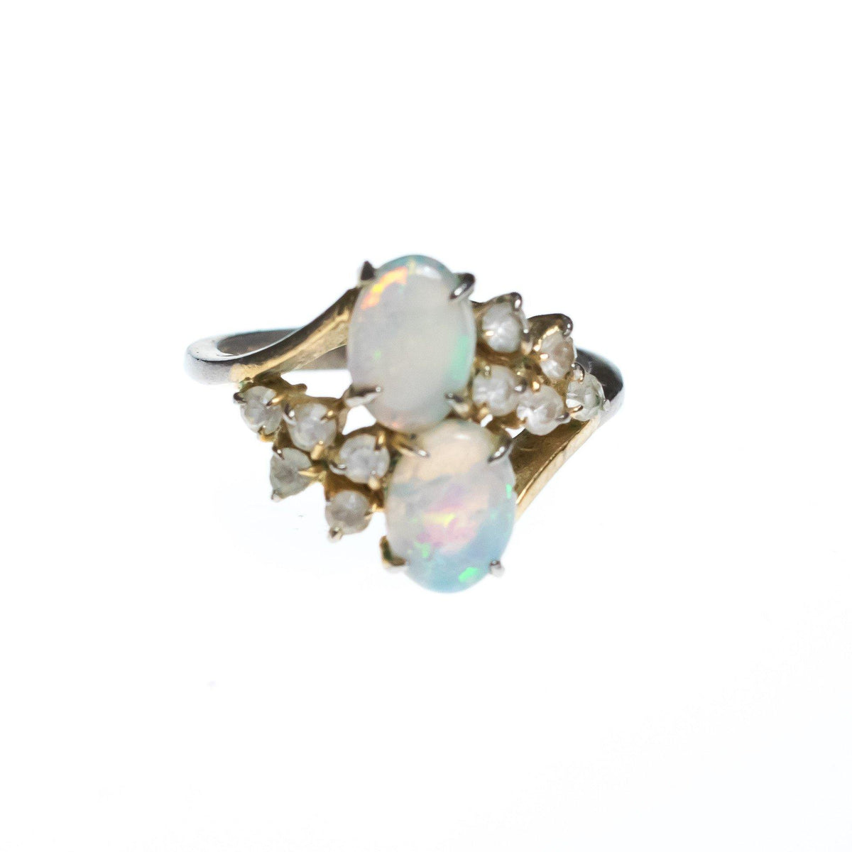 Vintage Opaline and CZ Statement Ring