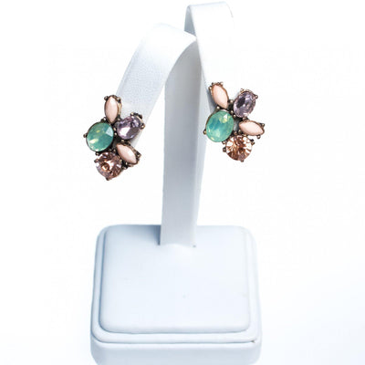 Vintage Colorful Pastel Rhinestone Earrings in Mint, Peach, Pink by 1990s - Vintage Meet Modern Vintage Jewelry - Chicago, Illinois - #oldhollywoodglamour #vintagemeetmodern #designervintage #jewelrybox #antiquejewelry #vintagejewelry