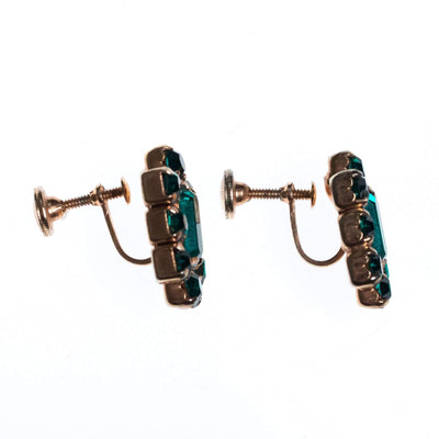 Vintage 1940s Gilt Gold Earrings with Emerald Cut Crystals by 1940s - Vintage Meet Modern Vintage Jewelry - Chicago, Illinois - #oldhollywoodglamour #vintagemeetmodern #designervintage #jewelrybox #antiquejewelry #vintagejewelry