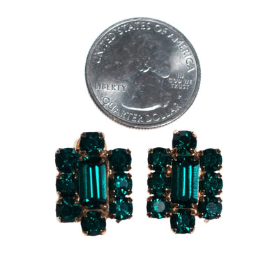 Vintage 1940s Gilt Gold Earrings with Emerald Cut Crystals by 1940s - Vintage Meet Modern Vintage Jewelry - Chicago, Illinois - #oldhollywoodglamour #vintagemeetmodern #designervintage #jewelrybox #antiquejewelry #vintagejewelry