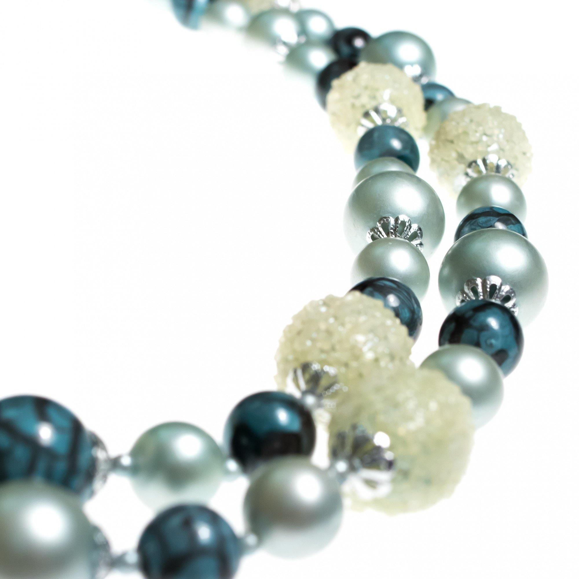 Vintage 1950s Slate Blue, Seafoam Green, and Gray Double Strand Beaded Necklace by Hong Kong - Vintage Meet Modern Vintage Jewelry - Chicago, Illinois - #oldhollywoodglamour #vintagemeetmodern #designervintage #jewelrybox #antiquejewelry #vintagejewelry