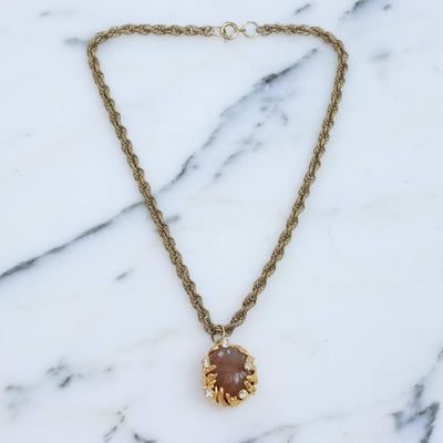 Vintage Unsigned Castlecliff Striped Agate Brutalist Modern Pendant Necklace by 1960s - Vintage Meet Modern Vintage Jewelry - Chicago, Illinois - #oldhollywoodglamour #vintagemeetmodern #designervintage #jewelrybox #antiquejewelry #vintagejewelry