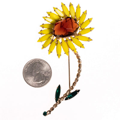 Vintage Tara Yellow and Amber Rhinestone Sunflower Brooch by tara - Vintage Meet Modern Vintage Jewelry - Chicago, Illinois - #oldhollywoodglamour #vintagemeetmodern #designervintage #jewelrybox #antiquejewelry #vintagejewelry