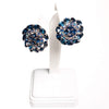 Vintage Sapphire Blue and Aurora Borealis Rhinestone Medallion Earrings by 1950s - Vintage Meet Modern Vintage Jewelry - Chicago, Illinois - #oldhollywoodglamour #vintagemeetmodern #designervintage #jewelrybox #antiquejewelry #vintagejewelry