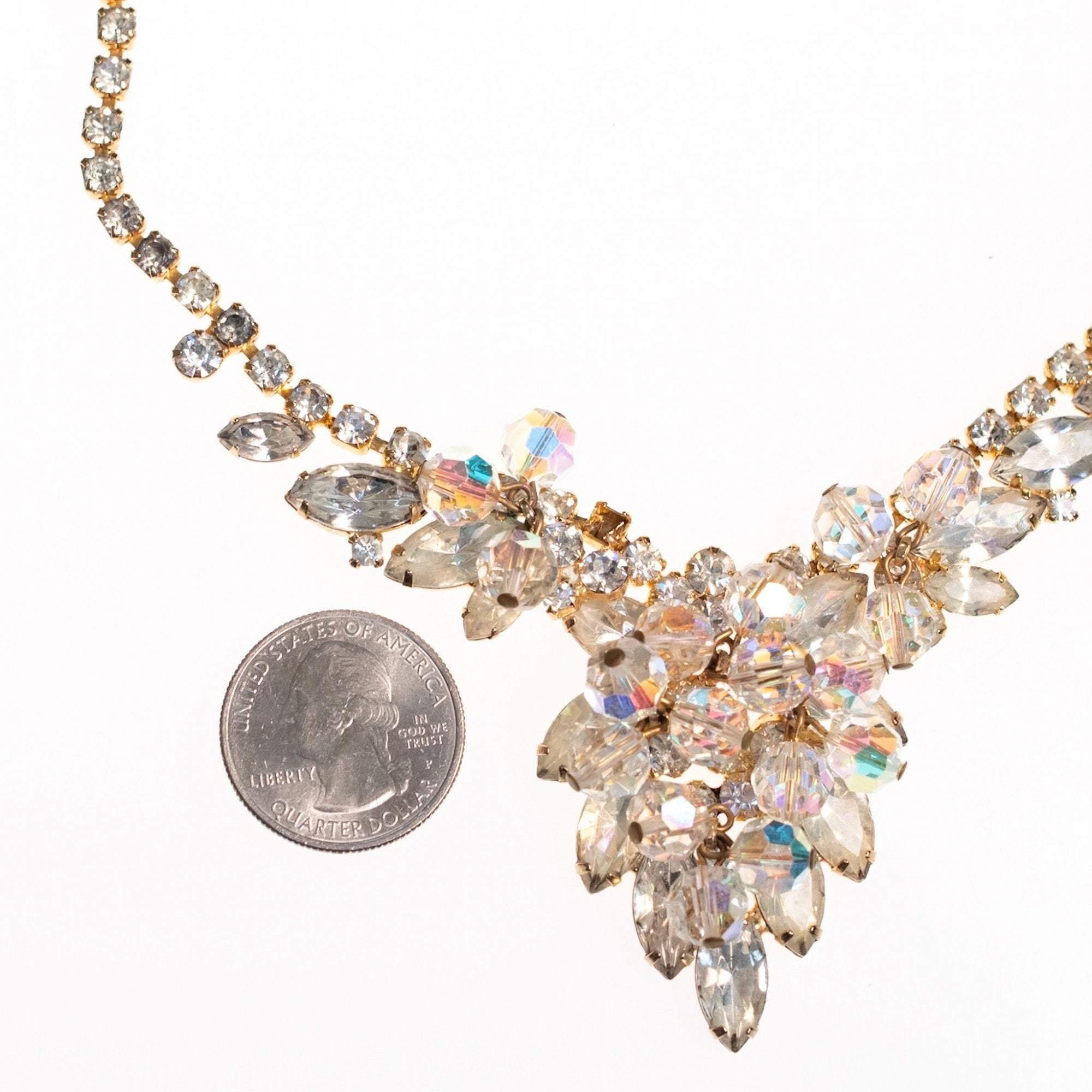 Vintage Juliana Waterfall Rhinestone Statement Necklace with Cha Cha Beads by Juliana - Vintage Meet Modern Vintage Jewelry - Chicago, Illinois - #oldhollywoodglamour #vintagemeetmodern #designervintage #jewelrybox #antiquejewelry #vintagejewelry