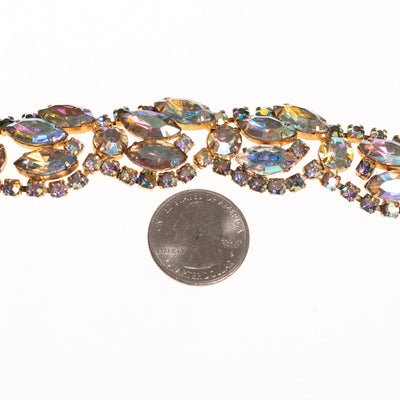 Vintage 1950s Wide Aurora Borealis Crystal Bracelet by 1950s - Vintage Meet Modern Vintage Jewelry - Chicago, Illinois - #oldhollywoodglamour #vintagemeetmodern #designervintage #jewelrybox #antiquejewelry #vintagejewelry