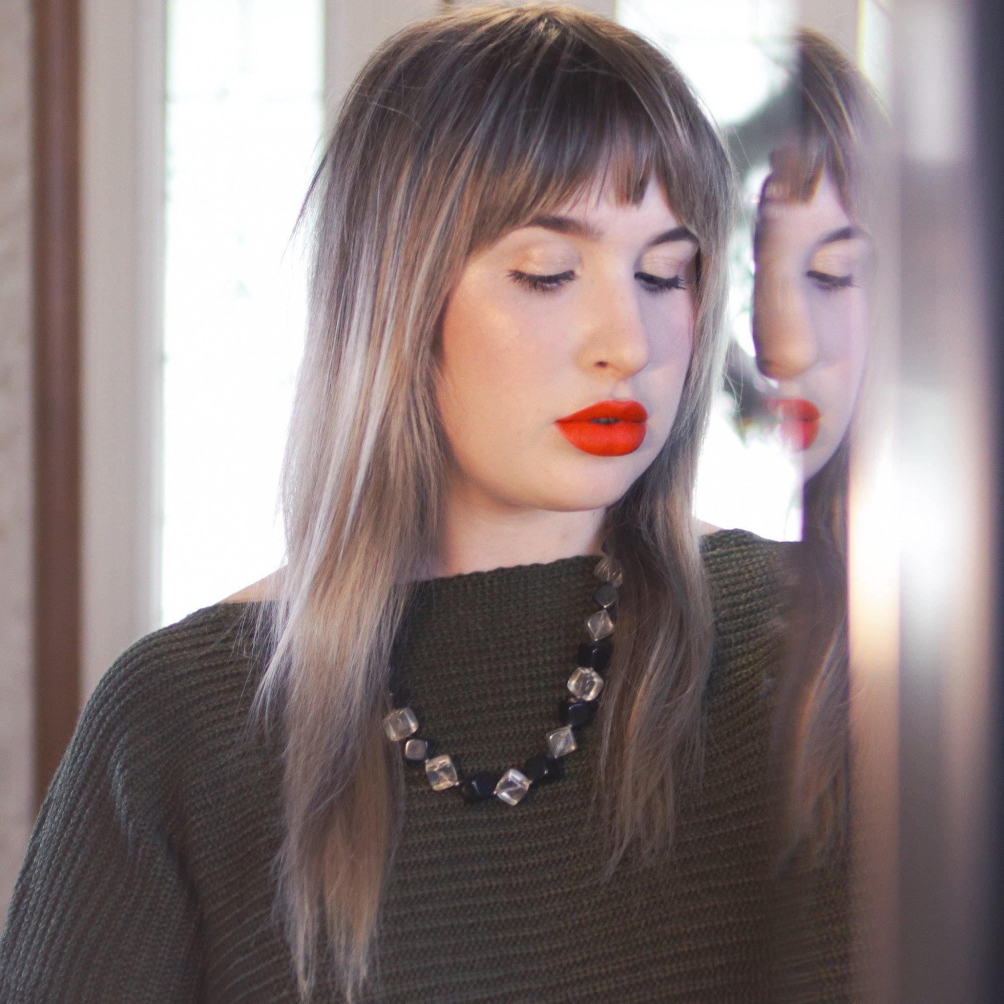 Vintage 1950s Square Clear and Black Chunky Lucite Beaded Necklace by Lucite - Vintage Meet Modern Vintage Jewelry - Chicago, Illinois - #oldhollywoodglamour #vintagemeetmodern #designervintage #jewelrybox #antiquejewelry #vintagejewelry