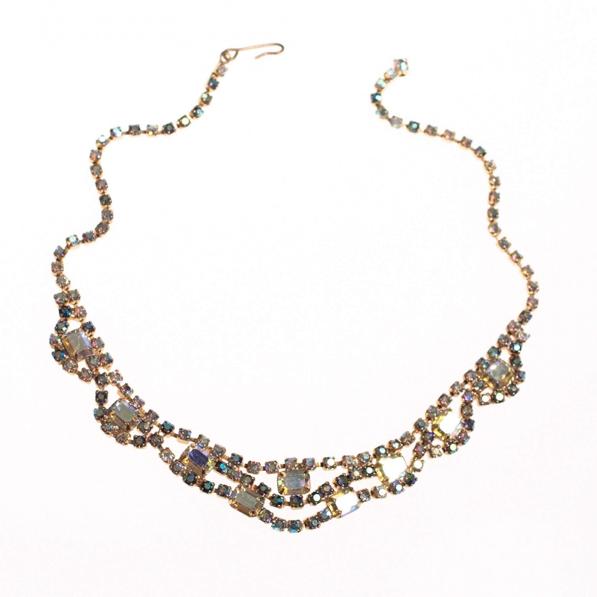 Vintage Unsigned Weiss Aurora Borealis Necklace by Weiss - Vintage Meet Modern Vintage Jewelry - Chicago, Illinois - #oldhollywoodglamour #vintagemeetmodern #designervintage #jewelrybox #antiquejewelry #vintagejewelry