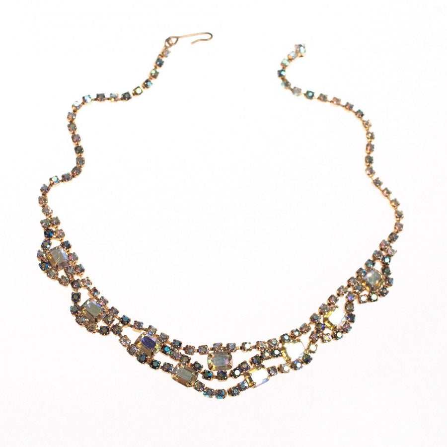 Vintage Unsigned Weiss Aurora Borealis Necklace by Weiss - Vintage Meet Modern Vintage Jewelry - Chicago, Illinois - #oldhollywoodglamour #vintagemeetmodern #designervintage #jewelrybox #antiquejewelry #vintagejewelry