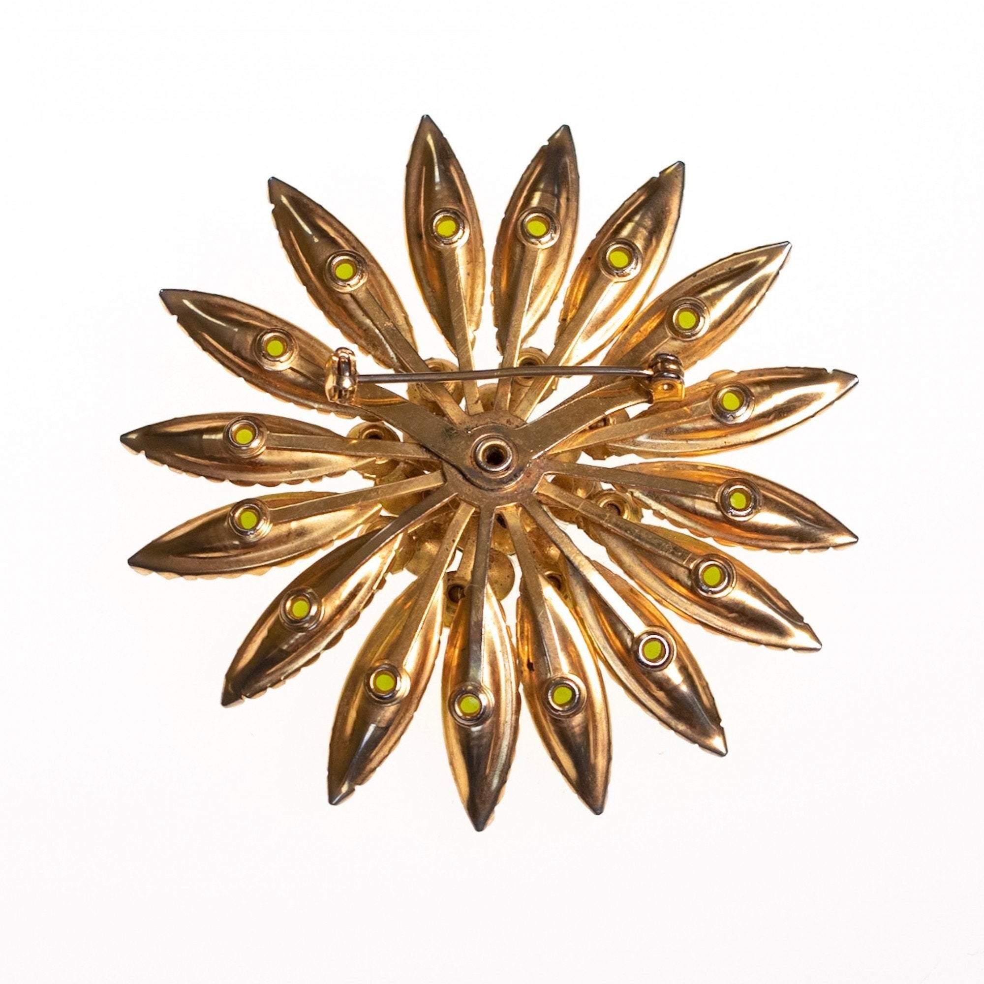 Vintage Green Rhinestone Flower Brooch by 1950s - Vintage Meet Modern Vintage Jewelry - Chicago, Illinois - #oldhollywoodglamour #vintagemeetmodern #designervintage #jewelrybox #antiquejewelry #vintagejewelry