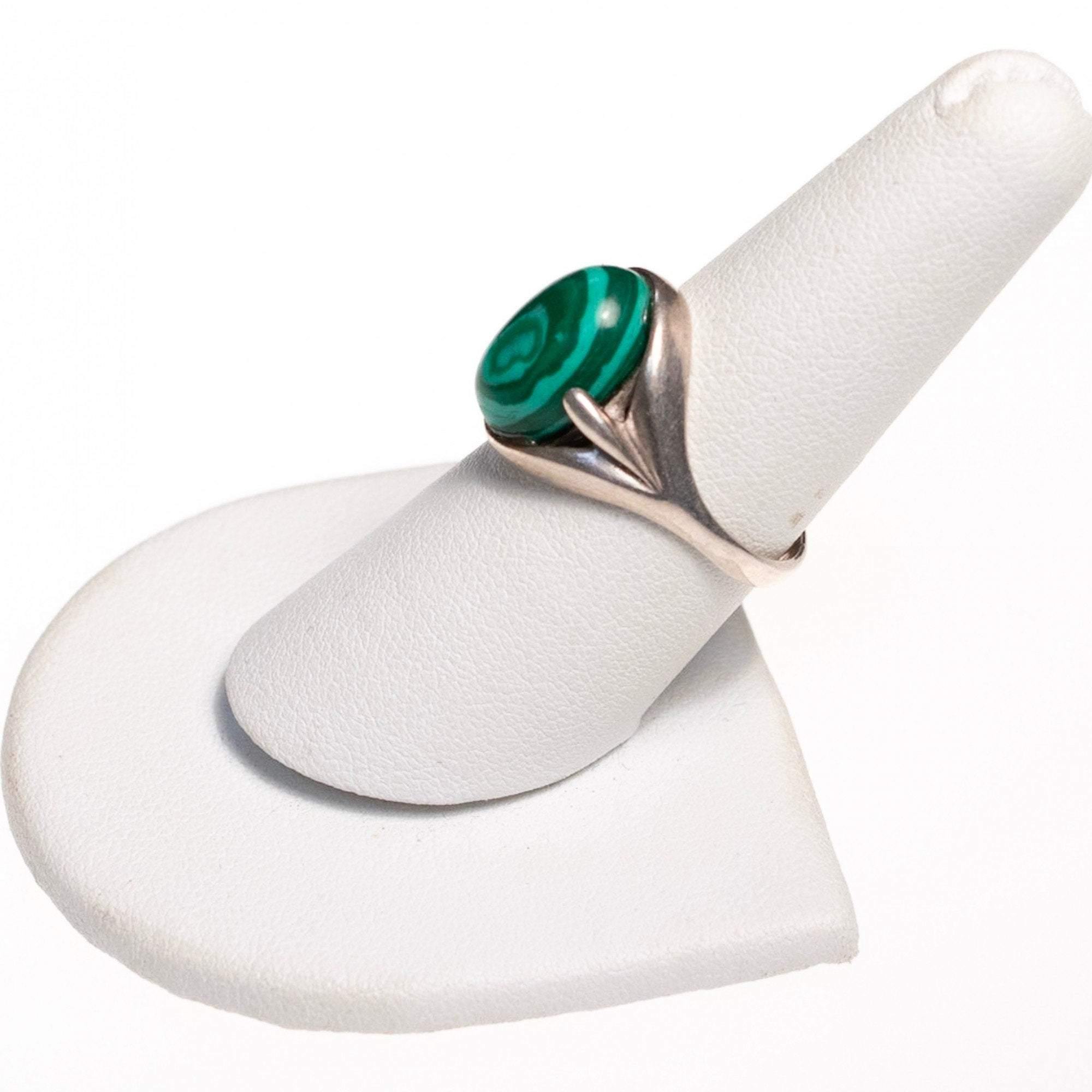 Vintage Malachite and Sterling Silver Ring by Sterling Silver - Vintage Meet Modern Vintage Jewelry - Chicago, Illinois - #oldhollywoodglamour #vintagemeetmodern #designervintage #jewelrybox #antiquejewelry #vintagejewelry