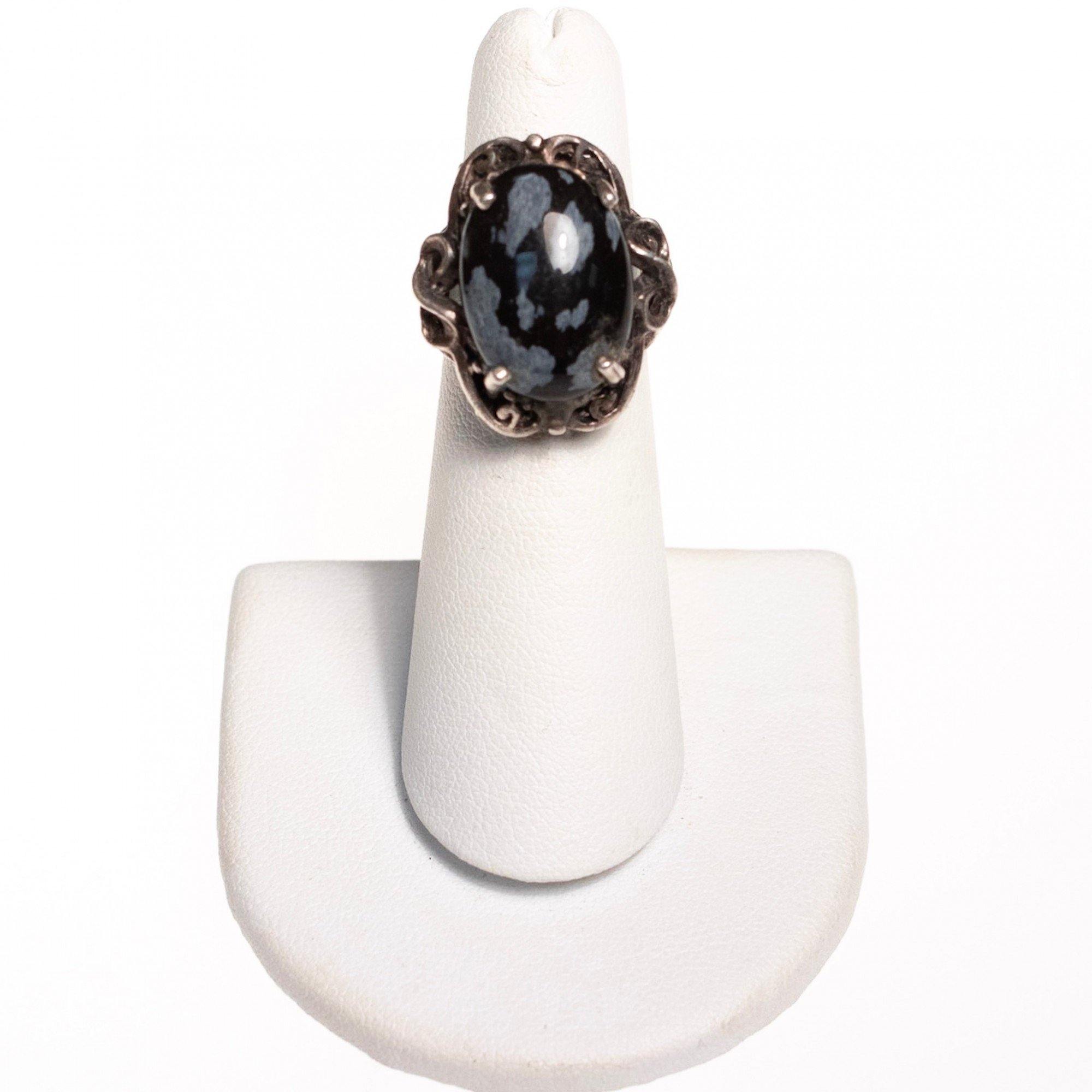 Vintage Black and Gray Jasper Ring Set In Sterling Silver by Sterling Silver - Vintage Meet Modern Vintage Jewelry - Chicago, Illinois - #oldhollywoodglamour #vintagemeetmodern #designervintage #jewelrybox #antiquejewelry #vintagejewelry