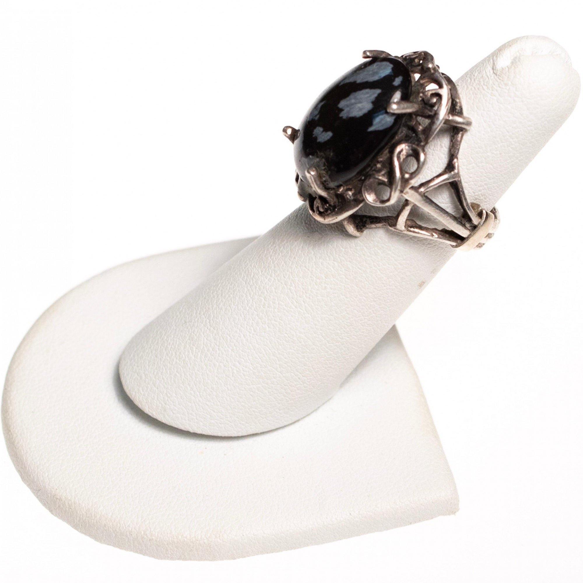 Vintage Black and Gray Jasper Ring Set In Sterling Silver by Sterling Silver - Vintage Meet Modern Vintage Jewelry - Chicago, Illinois - #oldhollywoodglamour #vintagemeetmodern #designervintage #jewelrybox #antiquejewelry #vintagejewelry