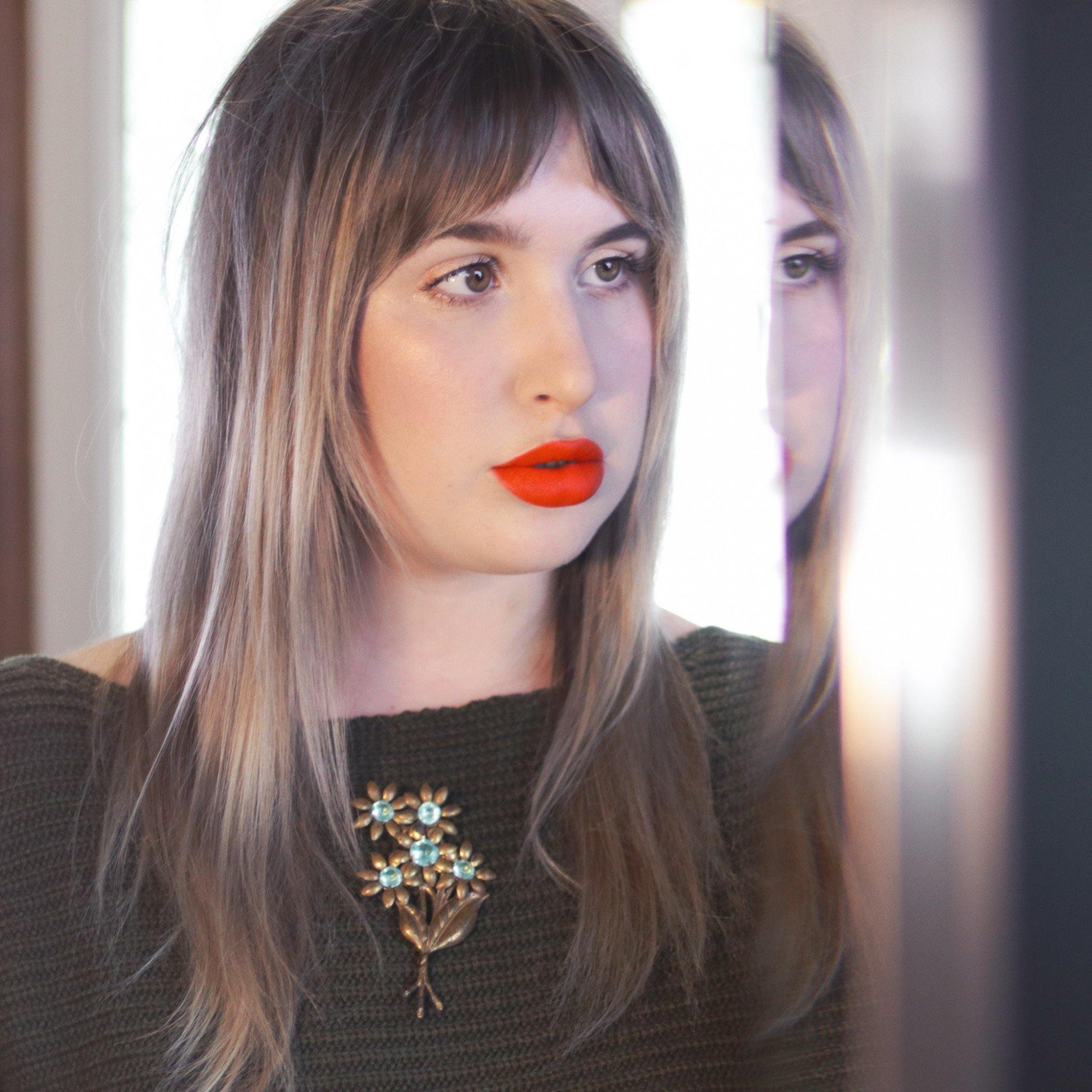 1940s Brass Flower Brooch With Aqua Lucite Crystals by 1940s - Vintage Meet Modern Vintage Jewelry - Chicago, Illinois - #oldhollywoodglamour #vintagemeetmodern #designervintage #jewelrybox #antiquejewelry #vintagejewelry