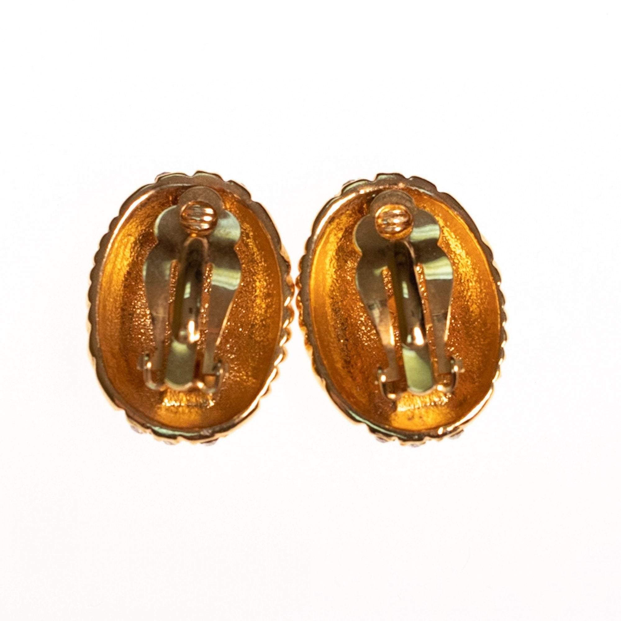 Vintage Joan Rivers  Gold Earrings Line Design with Pave Rhinestones by Joan Rivers - Vintage Meet Modern Vintage Jewelry - Chicago, Illinois - #oldhollywoodglamour #vintagemeetmodern #designervintage #jewelrybox #antiquejewelry #vintagejewelry