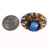 Vintage West Germany Small Givere Blue Glass, Faux Pearl Gold Filigree Brooch by West Germany - Vintage Meet Modern Vintage Jewelry - Chicago, Illinois - #oldhollywoodglamour #vintagemeetmodern #designervintage #jewelrybox #antiquejewelry #vintagejewelry