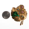Vintage RJ Graziano Gold Bejeweled Leaf Brooch with Frog by RJ Graziano - Vintage Meet Modern Vintage Jewelry - Chicago, Illinois - #oldhollywoodglamour #vintagemeetmodern #designervintage #jewelrybox #antiquejewelry #vintagejewelry