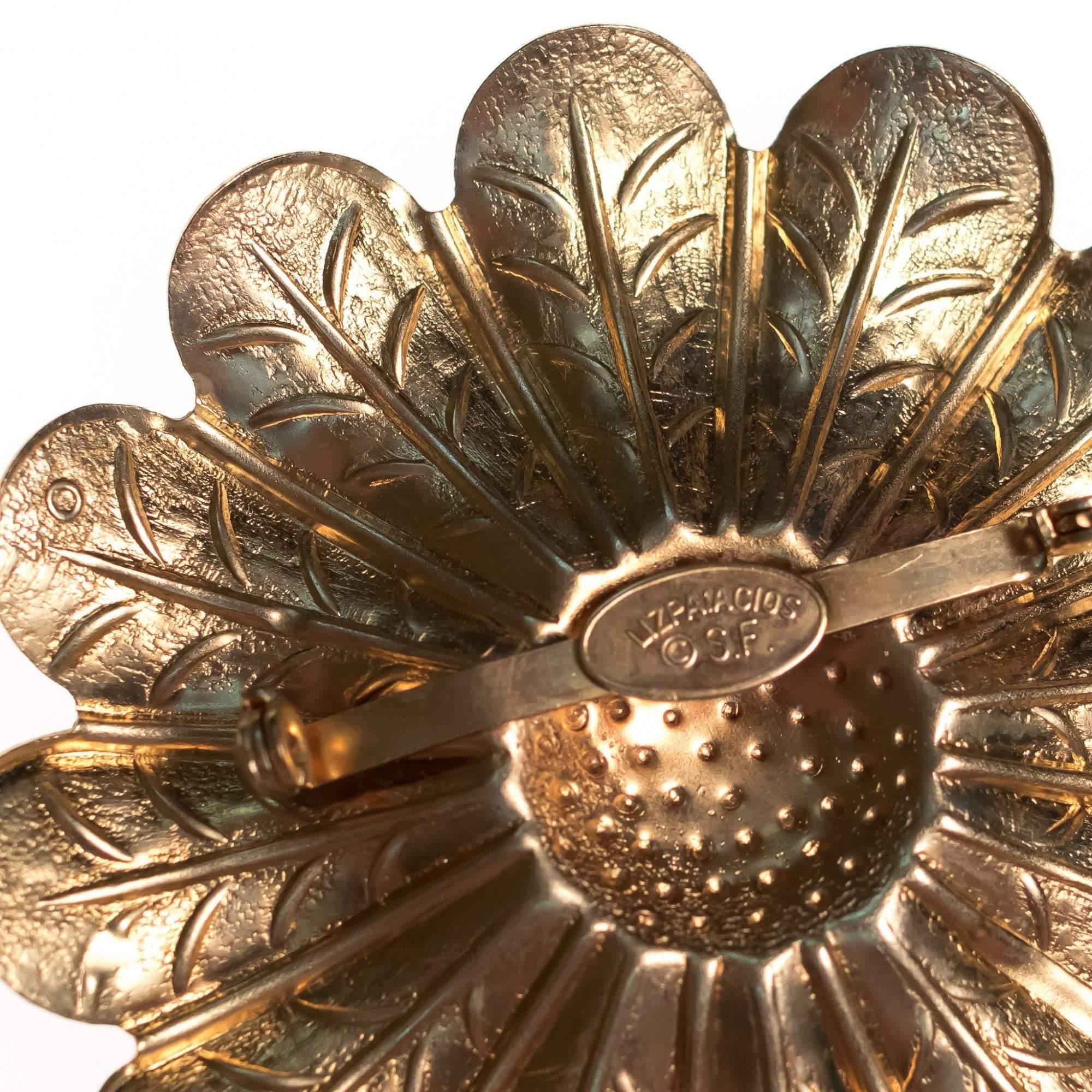 Vintage Liz Palacios Lavender Flower Brooch with Aurora Borealis Crystal Center by Liz Palacios - Vintage Meet Modern Vintage Jewelry - Chicago, Illinois - #oldhollywoodglamour #vintagemeetmodern #designervintage #jewelrybox #antiquejewelry #vintagejewelry