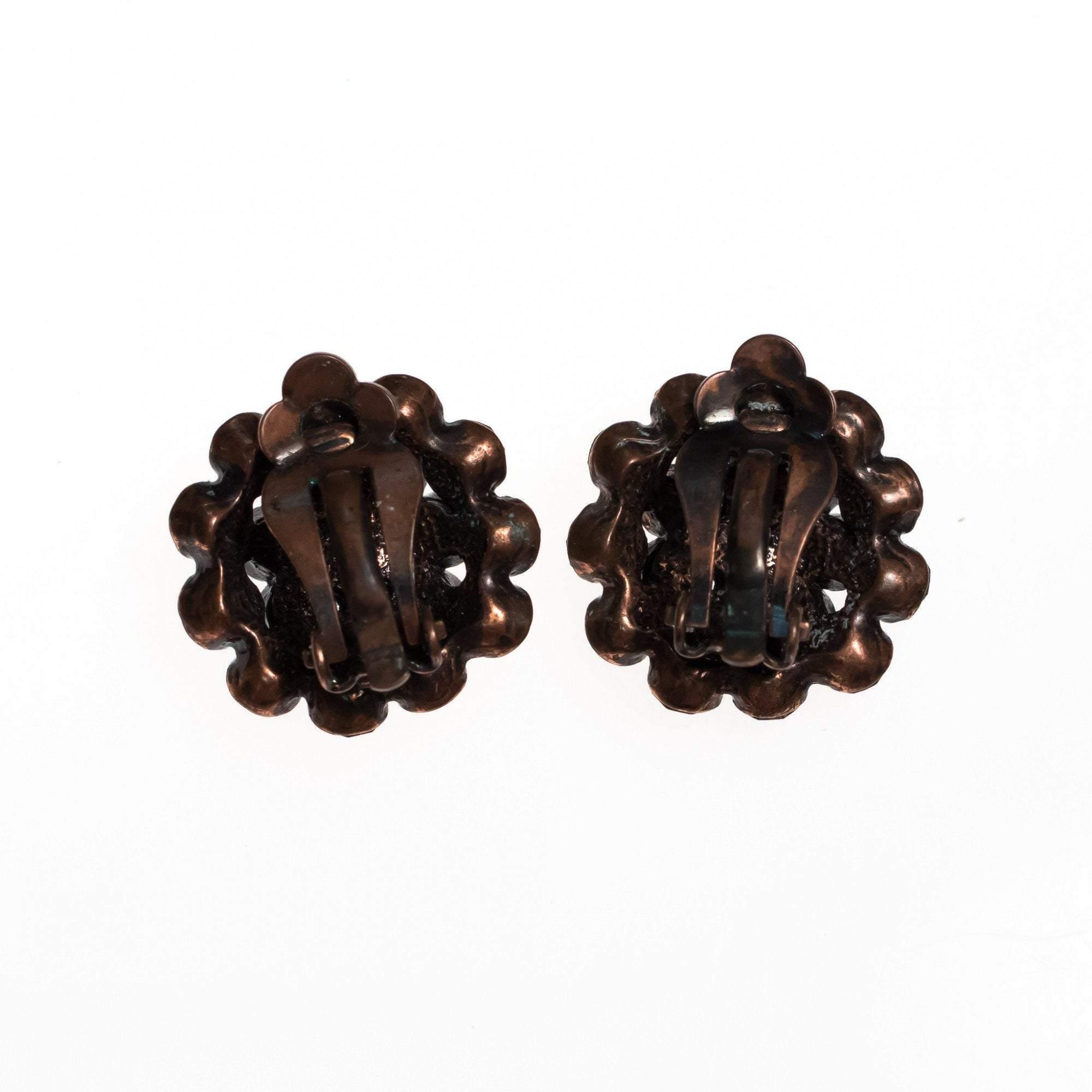 Vintage Black Jet and Smoke Crystal Round Cluster Earrings by 1950s - Vintage Meet Modern Vintage Jewelry - Chicago, Illinois - #oldhollywoodglamour #vintagemeetmodern #designervintage #jewelrybox #antiquejewelry #vintagejewelry