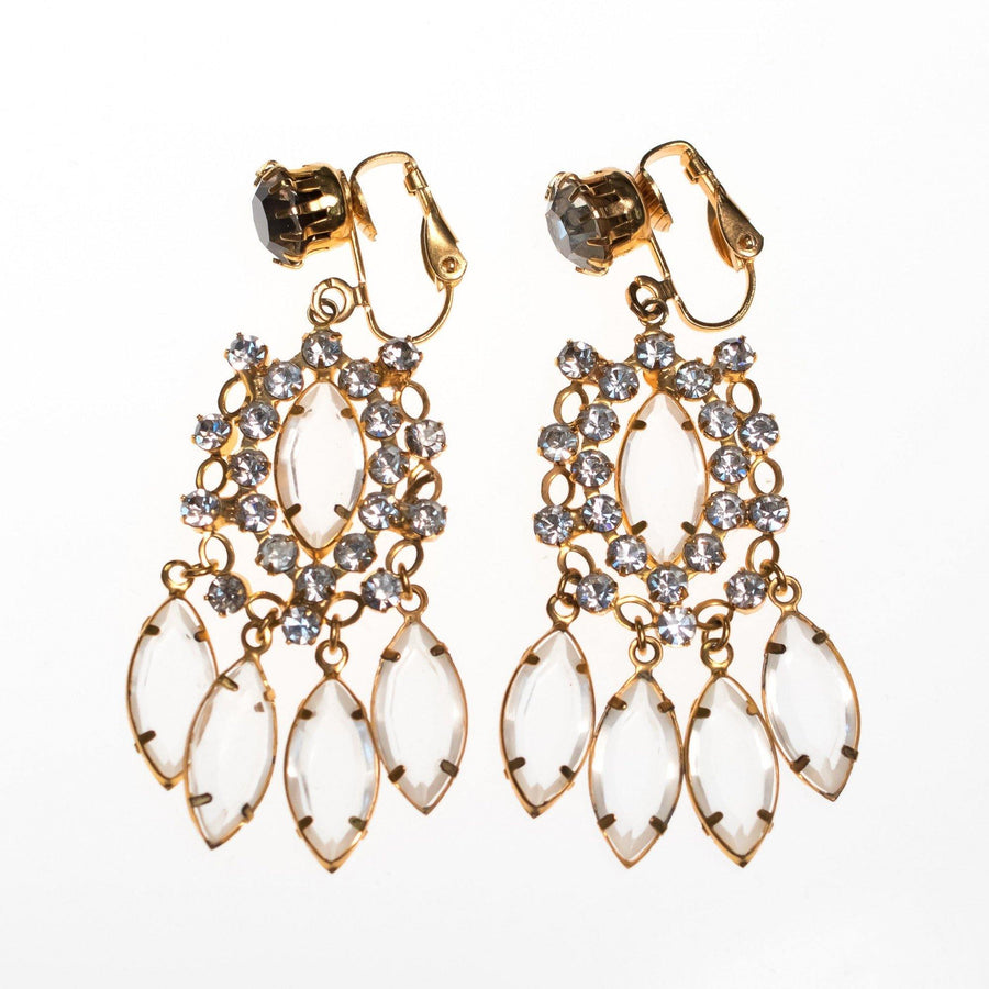 Vintage 1950s Juliana Clear Diamante Rhinestone Chandelier Earrings by Juliana - Vintage Meet Modern Vintage Jewelry - Chicago, Illinois - #oldhollywoodglamour #vintagemeetmodern #designervintage #jewelrybox #antiquejewelry #vintagejewelry