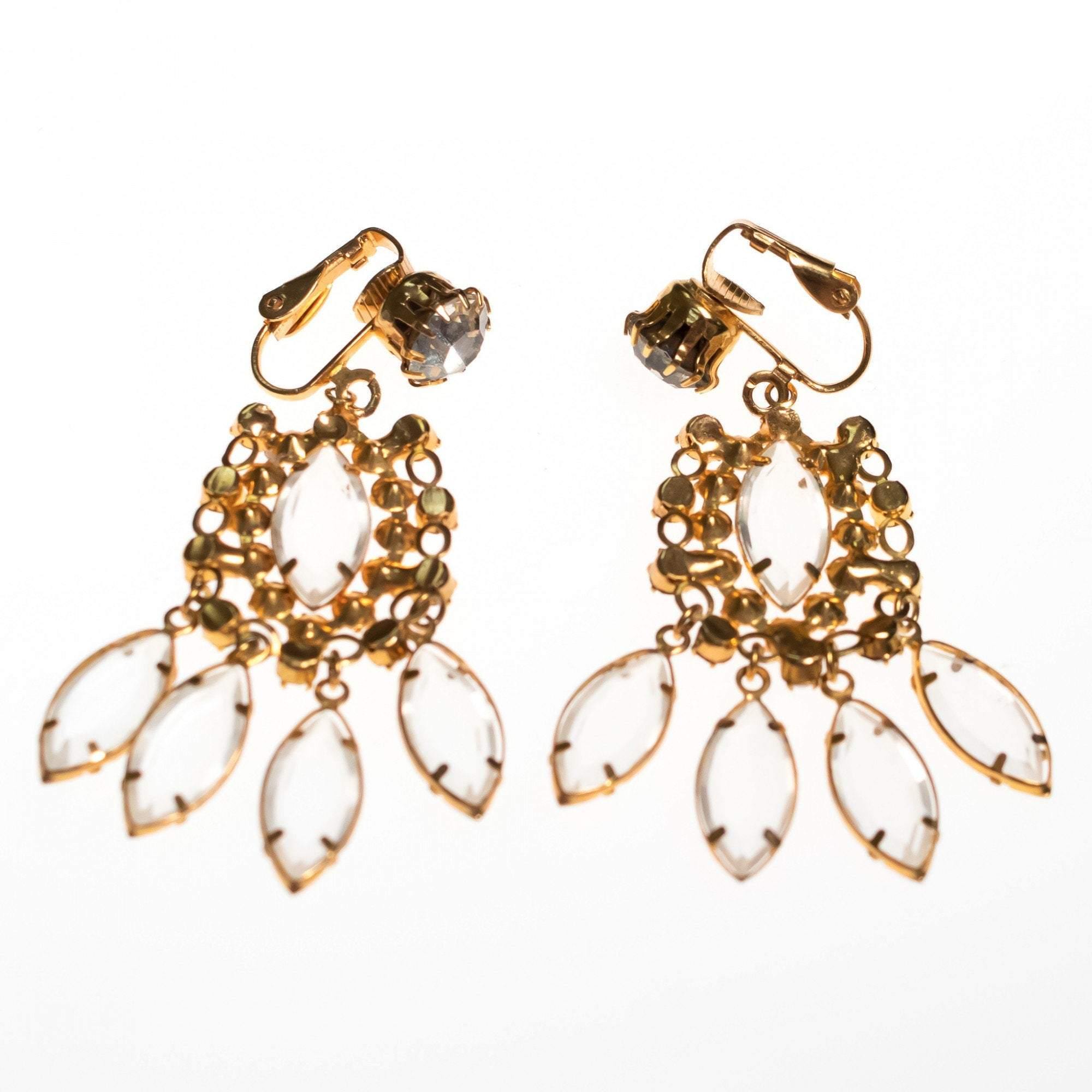 Vintage 1950s Juliana Clear Diamante Rhinestone Chandelier Earrings by Juliana - Vintage Meet Modern Vintage Jewelry - Chicago, Illinois - #oldhollywoodglamour #vintagemeetmodern #designervintage #jewelrybox #antiquejewelry #vintagejewelry