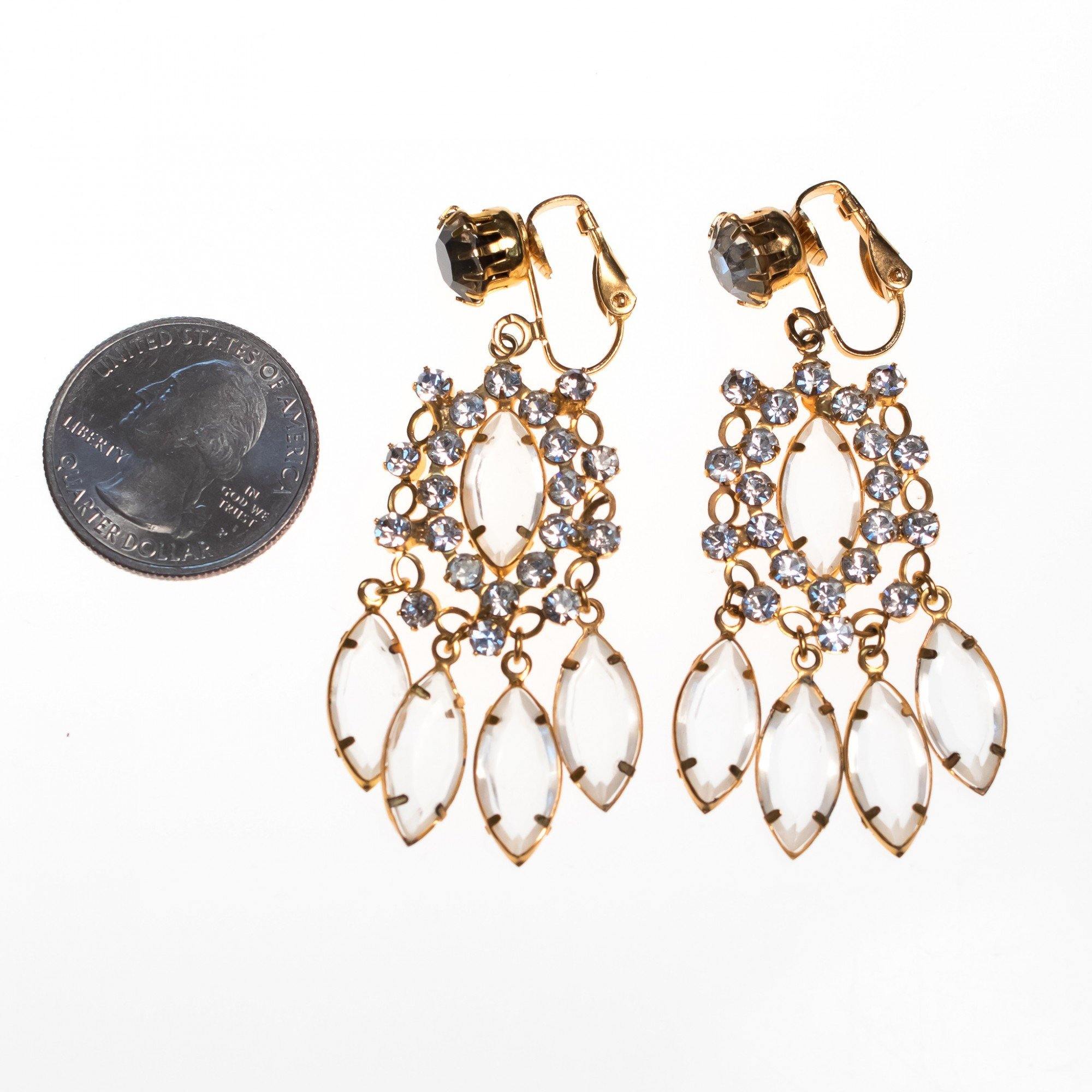 Vintage 1950s Juliana Clear Diamante Rhinestone Chandelier Earrings by Juliana - Vintage Meet Modern Vintage Jewelry - Chicago, Illinois - #oldhollywoodglamour #vintagemeetmodern #designervintage #jewelrybox #antiquejewelry #vintagejewelry