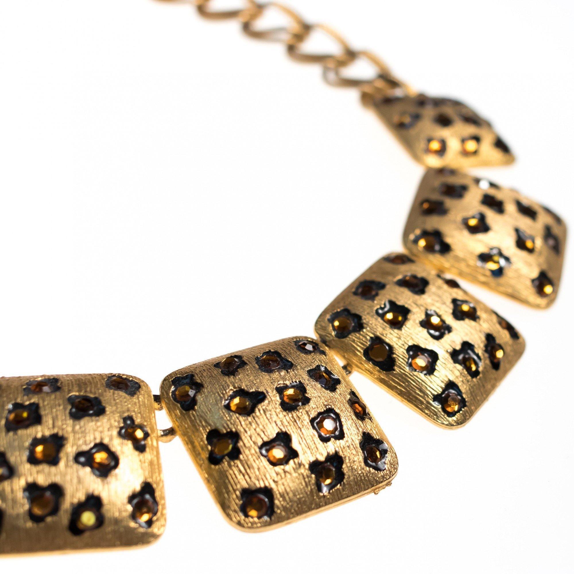Vintage Craft Rhinestone Leopard Print Statement Necklace by Craft - Vintage Meet Modern Vintage Jewelry - Chicago, Illinois - #oldhollywoodglamour #vintagemeetmodern #designervintage #jewelrybox #antiquejewelry #vintagejewelry