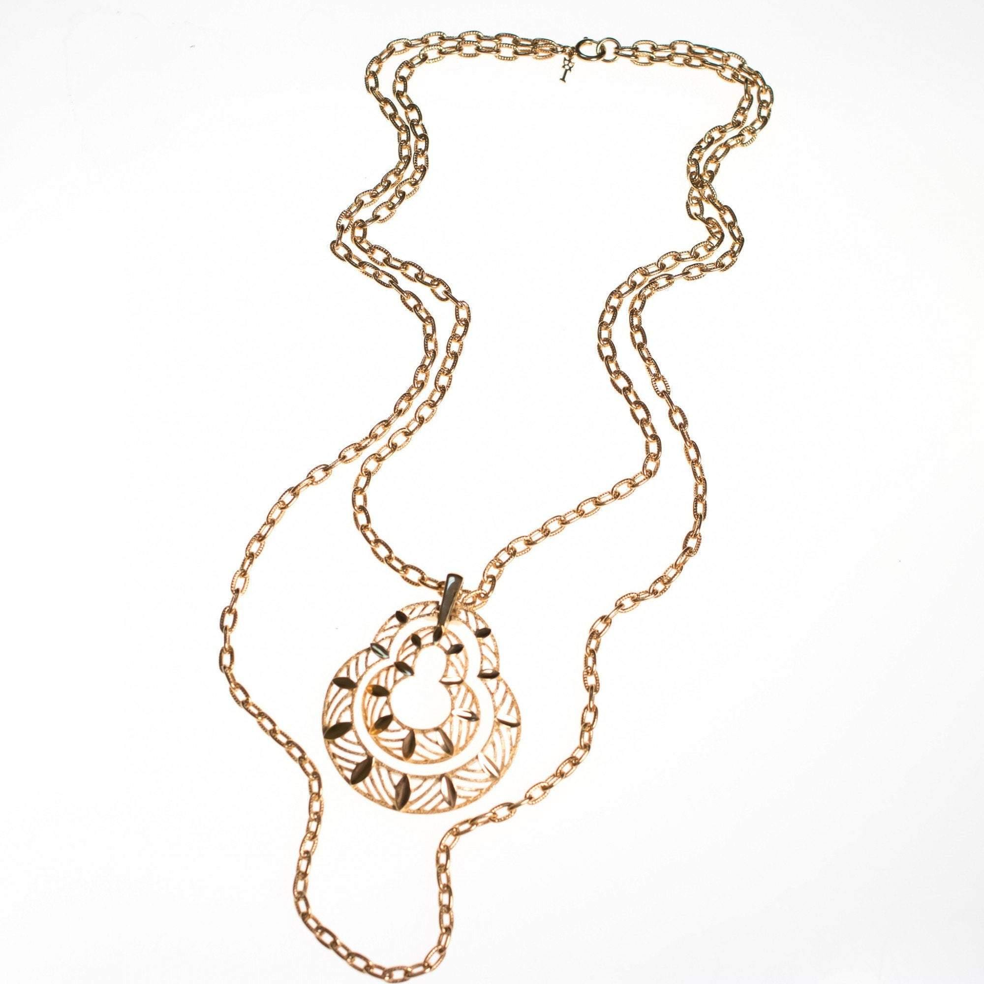 Vintage Crown Trifari Modernist Pendant Statement Necklace by Crown Trifari - Vintage Meet Modern Vintage Jewelry - Chicago, Illinois - #oldhollywoodglamour #vintagemeetmodern #designervintage #jewelrybox #antiquejewelry #vintagejewelry