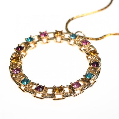 Vintage Swarovski Colorful Rhinestone O Pendant Statement Necklace by Swarovski - Vintage Meet Modern Vintage Jewelry - Chicago, Illinois - #oldhollywoodglamour #vintagemeetmodern #designervintage #jewelrybox #antiquejewelry #vintagejewelry