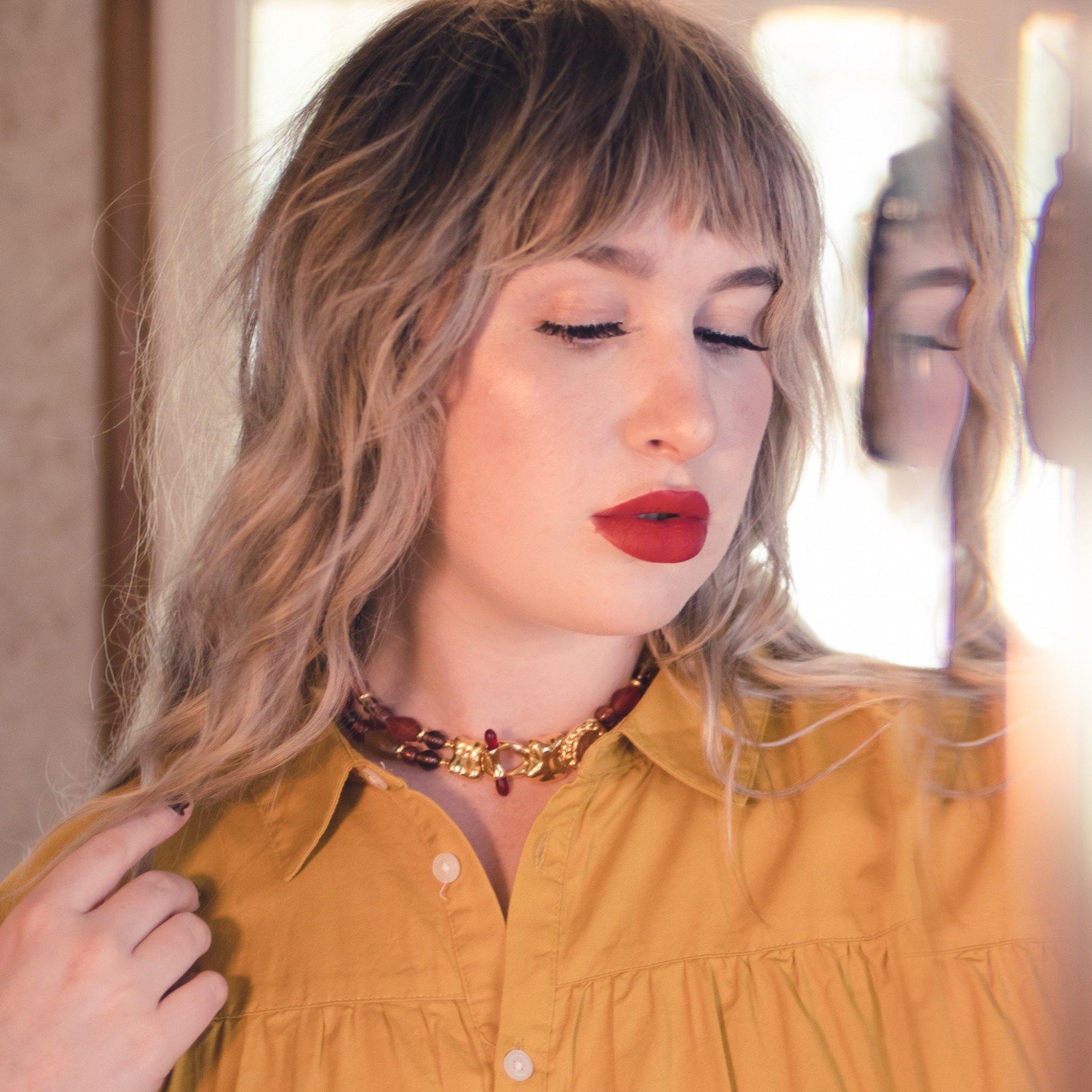 Vintage Monet Red and Yellow Frosted Crystal Necklace by Monet - Vintage Meet Modern Vintage Jewelry - Chicago, Illinois - #oldhollywoodglamour #vintagemeetmodern #designervintage #jewelrybox #antiquejewelry #vintagejewelry