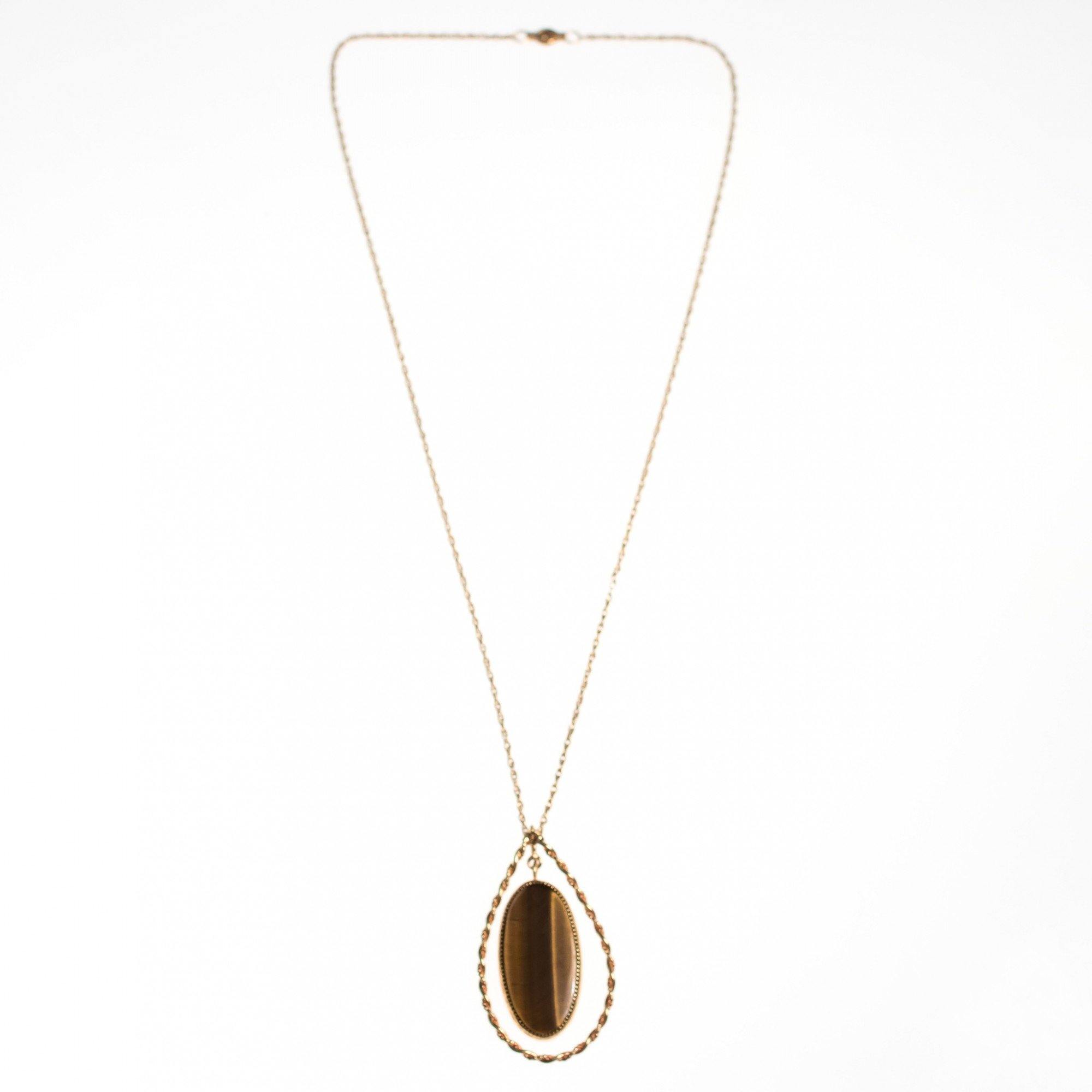 Vintage 1970s Genuine Tigers Eye Pendant Necklace by 1970s - Vintage Meet Modern Vintage Jewelry - Chicago, Illinois - #oldhollywoodglamour #vintagemeetmodern #designervintage #jewelrybox #antiquejewelry #vintagejewelry