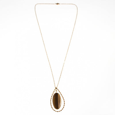 Vintage 1970s Genuine Tigers Eye Pendant Necklace by 1970s - Vintage Meet Modern Vintage Jewelry - Chicago, Illinois - #oldhollywoodglamour #vintagemeetmodern #designervintage #jewelrybox #antiquejewelry #vintagejewelry