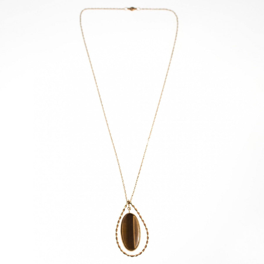 Vintage 1970s Genuine Tigers Eye Pendant Necklace by 1970s - Vintage Meet Modern Vintage Jewelry - Chicago, Illinois - #oldhollywoodglamour #vintagemeetmodern #designervintage #jewelrybox #antiquejewelry #vintagejewelry